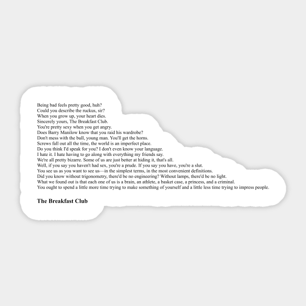 The Breakfast Club Quotes Sticker by qqqueiru